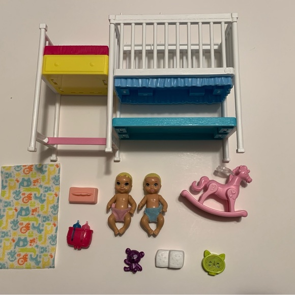 Barbie Doll Nursery Twin Babies Boy + Girl Crib Accessories - Picture 2 of 6